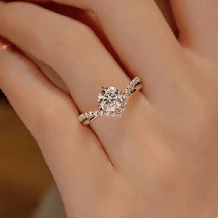 The Carat Cave 1 Carat Moissanite Silver 18k white Gold ring