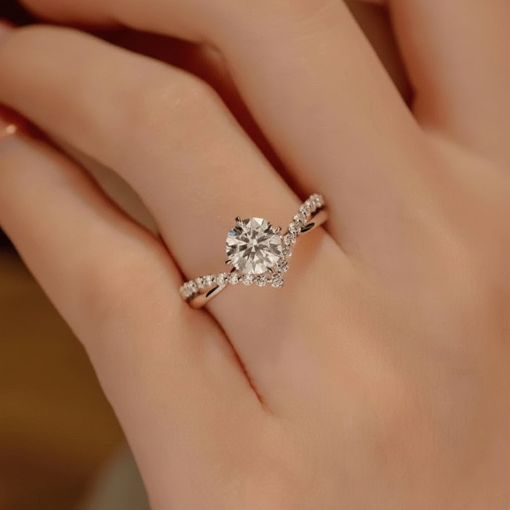 The Carat Cave 1 Carat Moissanite Silver 18k white Gold ring