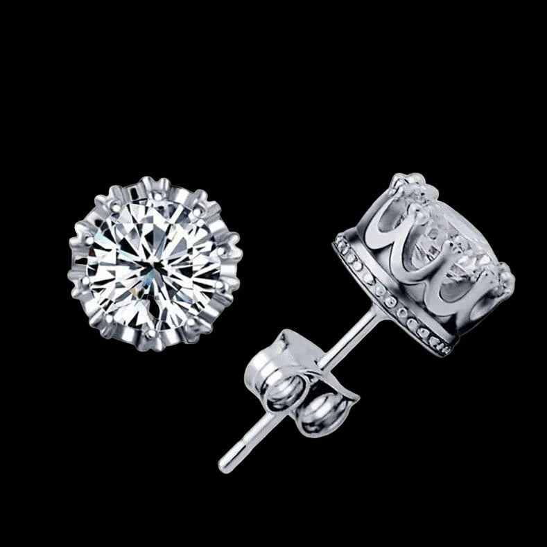The Carat Cave 1002-Silver 2 Carat Cubic Zirconia Stud Earrings for Women