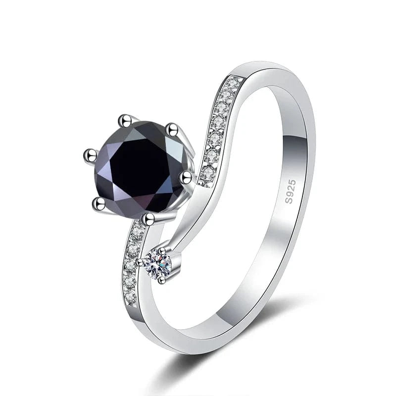 The Carat Cave 1ct silver / black / 6 1ct Moissanite Diamond Ring