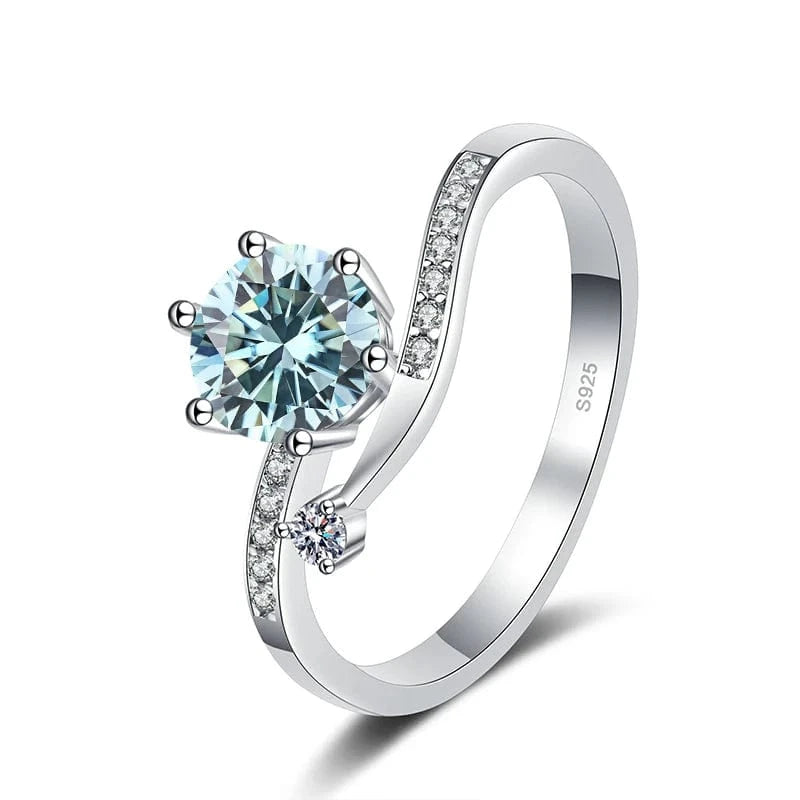 The Carat Cave 1ct silver / blue / 6 1ct Moissanite Diamond Ring