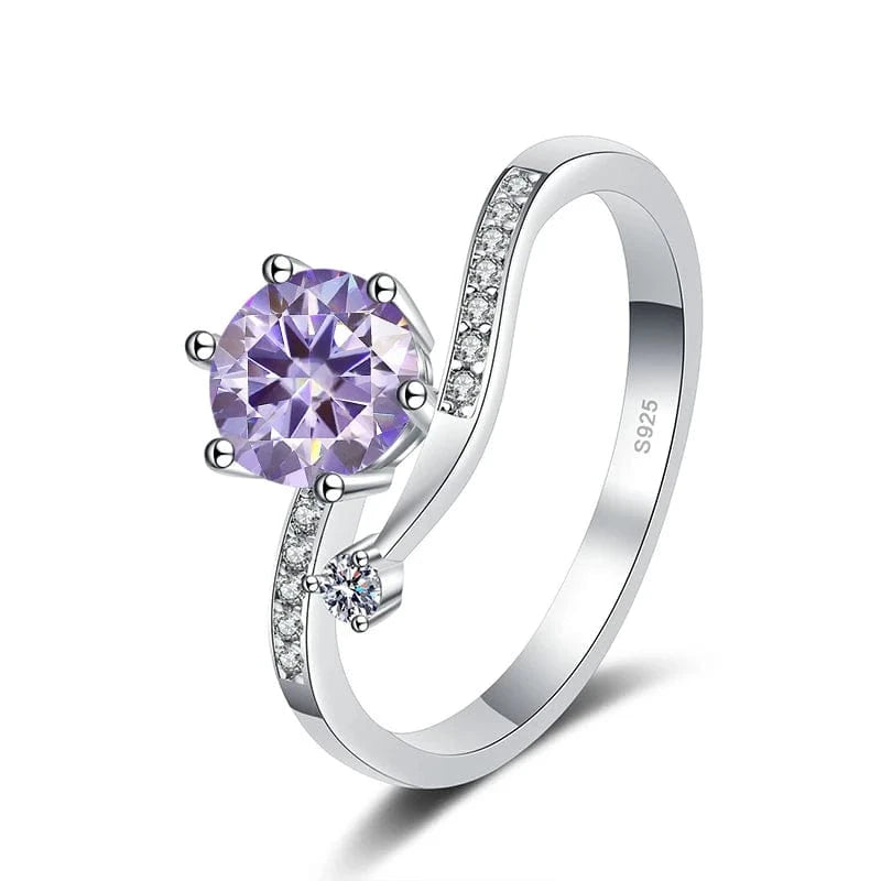 The Carat Cave 1ct silver / Light Purple / 7 1ct Moissanite Diamond Ring