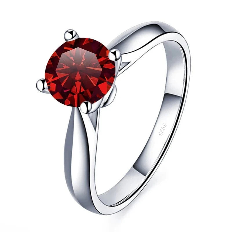 The Carat Cave 2CT 8mm / garnet red / 6 2 Carat Lab Grown Moissanite Ring coloured Diamond