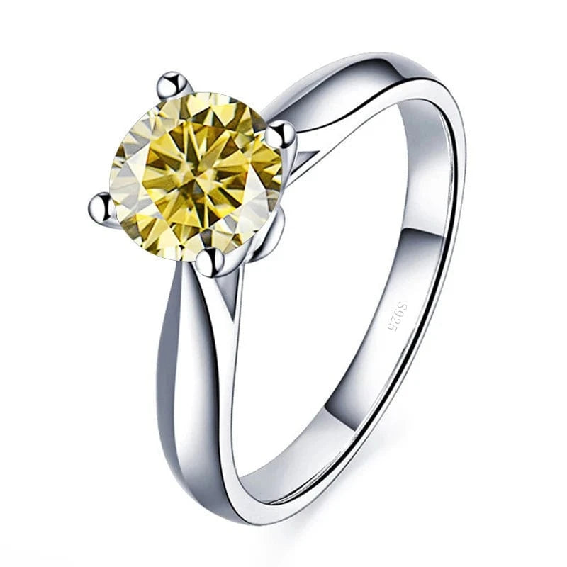 The Carat Cave 2CT 8mm / Lemon Yellow / 6 2 Carat Lab Grown Moissanite Ring coloured Diamond