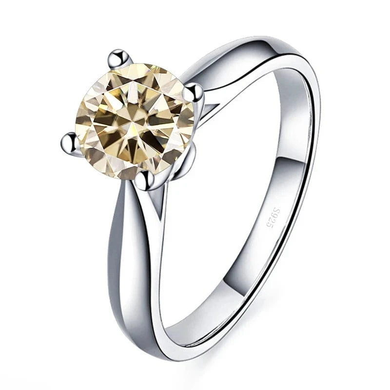 The Carat Cave 2CT 8mm / Light Yellow / 9 2 Carat Lab Grown Moissanite Ring coloured Diamond