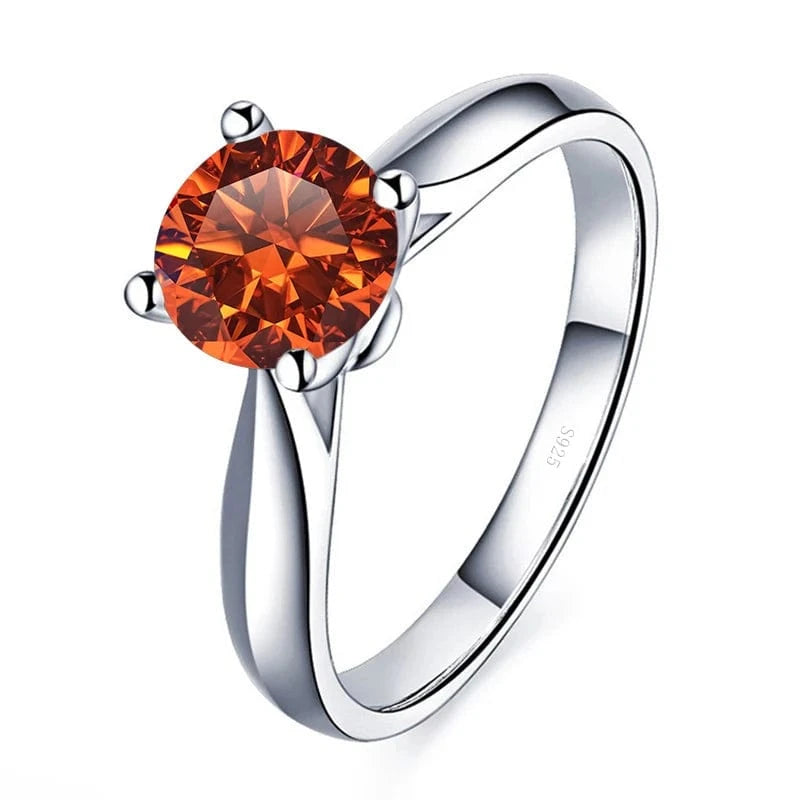The Carat Cave 2CT 8mm / orange / 7 2 Carat Lab Grown Moissanite Ring coloured Diamond