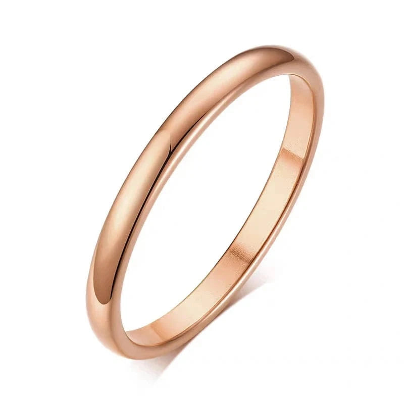 The Carat Cave 2mm Rose Gold Color / 7 Letdiffery Simple 2/4/6/8mm Stainless Steel Wedding Rings Golden Smooth Women Men Couple Ring Fashion Jewelry