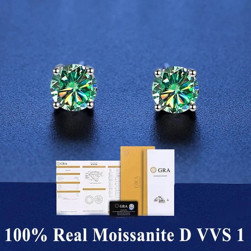The Carat Cave 4 prong Green / 0.1ct(3mm)x 2pcs-box Lab grown Diamond stud earrings with certificate