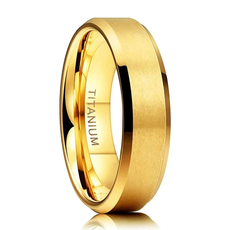 The Carat Cave 6mm / 13.5 TIGRADE Pure Titanium Rings Gold Color 6MM 8MM Brushed Wedding Band Luxury in Comfort Fit Matte for Men Women Anti-allergy