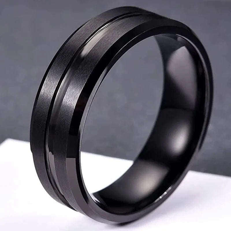 The Carat Cave 8mm Black Stainless Steel Wedding Band