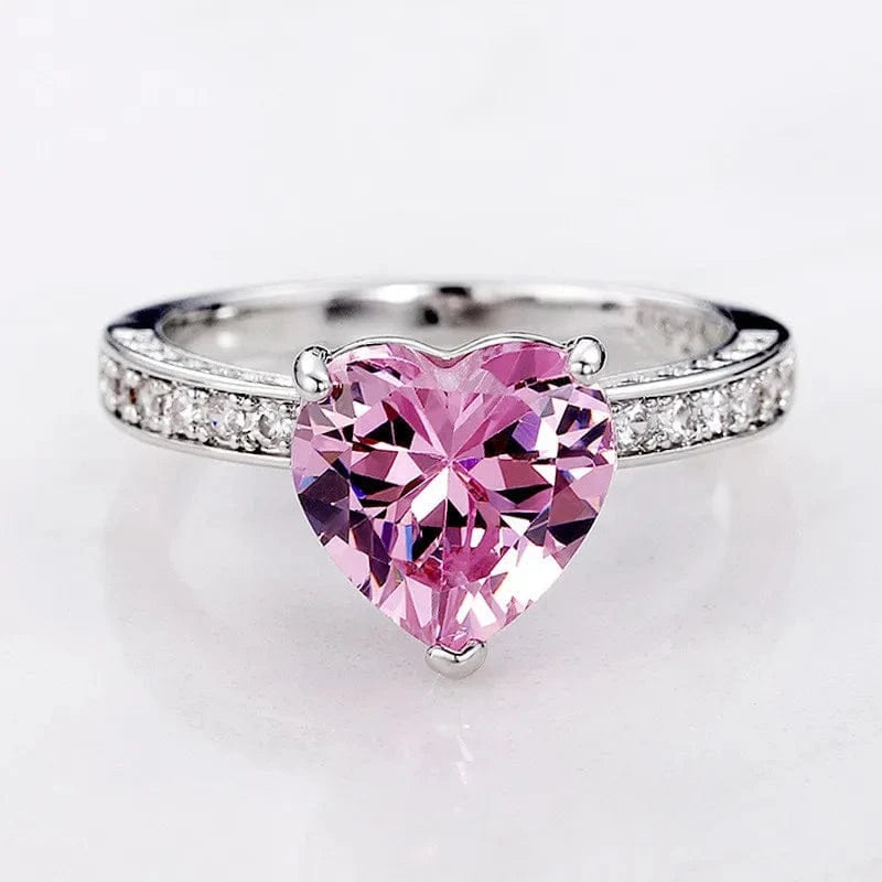 The Carat Cave 925 Silver Pink Heart CZ Ring
