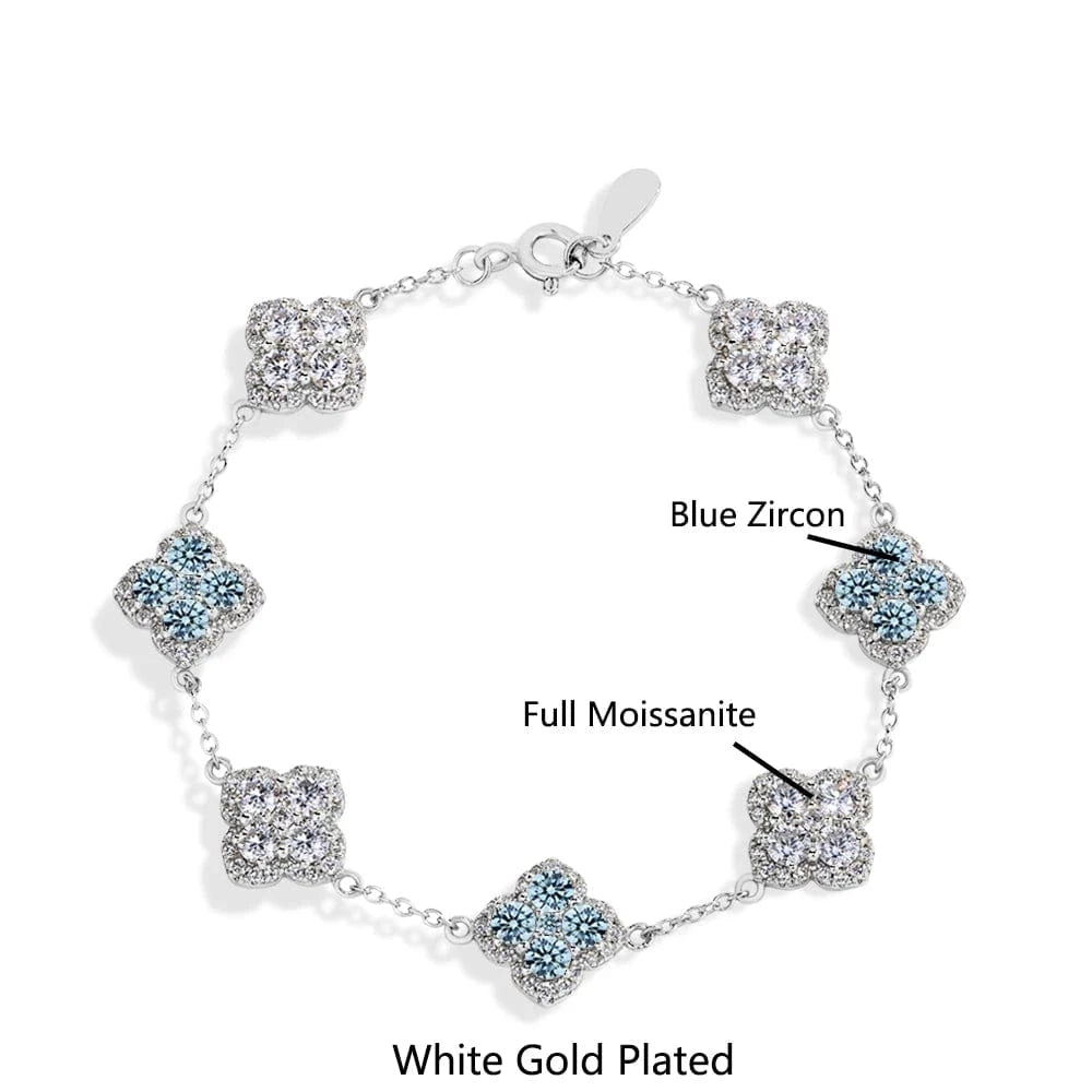 The Carat Cave 925 Sterling Silver / Blue Zircon 1 / CHINA|20cm Full Moissanite Diamond Bracelet Plated