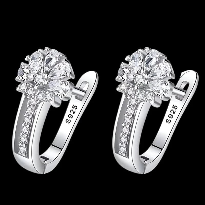 The Carat Cave 925 Sterling Silver Crystal Flower Earrings
