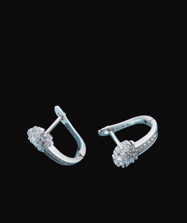 The Carat Cave 925 Sterling Silver Crystal Flower Earrings