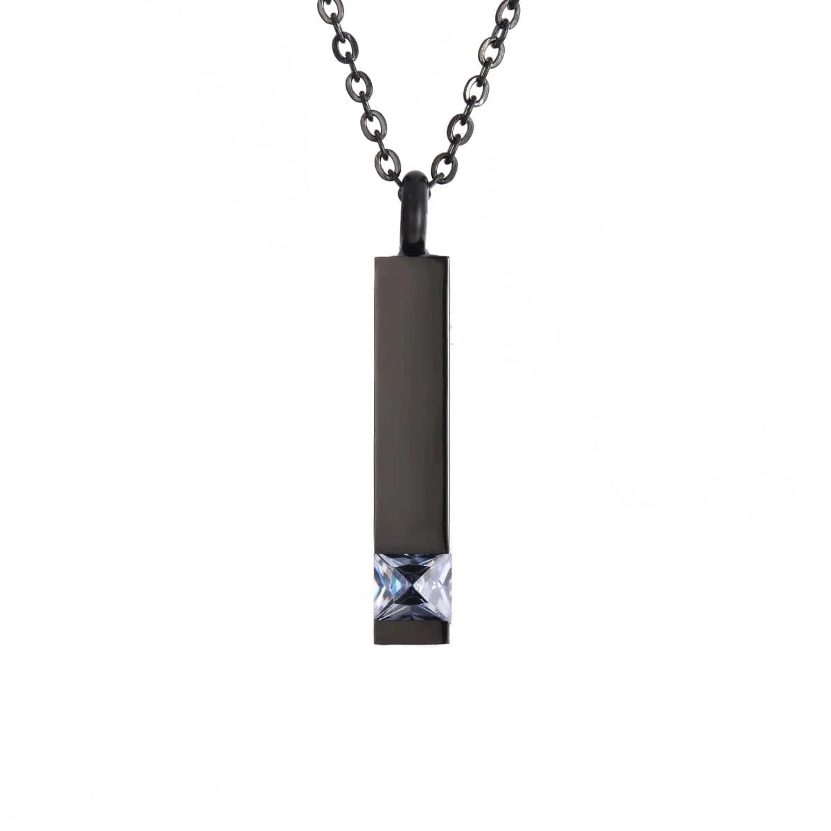 The Carat Cave April Dropshipping Black Cremation Urn Jewelry Cube Stainless Memorial Ashes Necklace Pendant 12 Kinds Birthstone Keepsake Jewelry