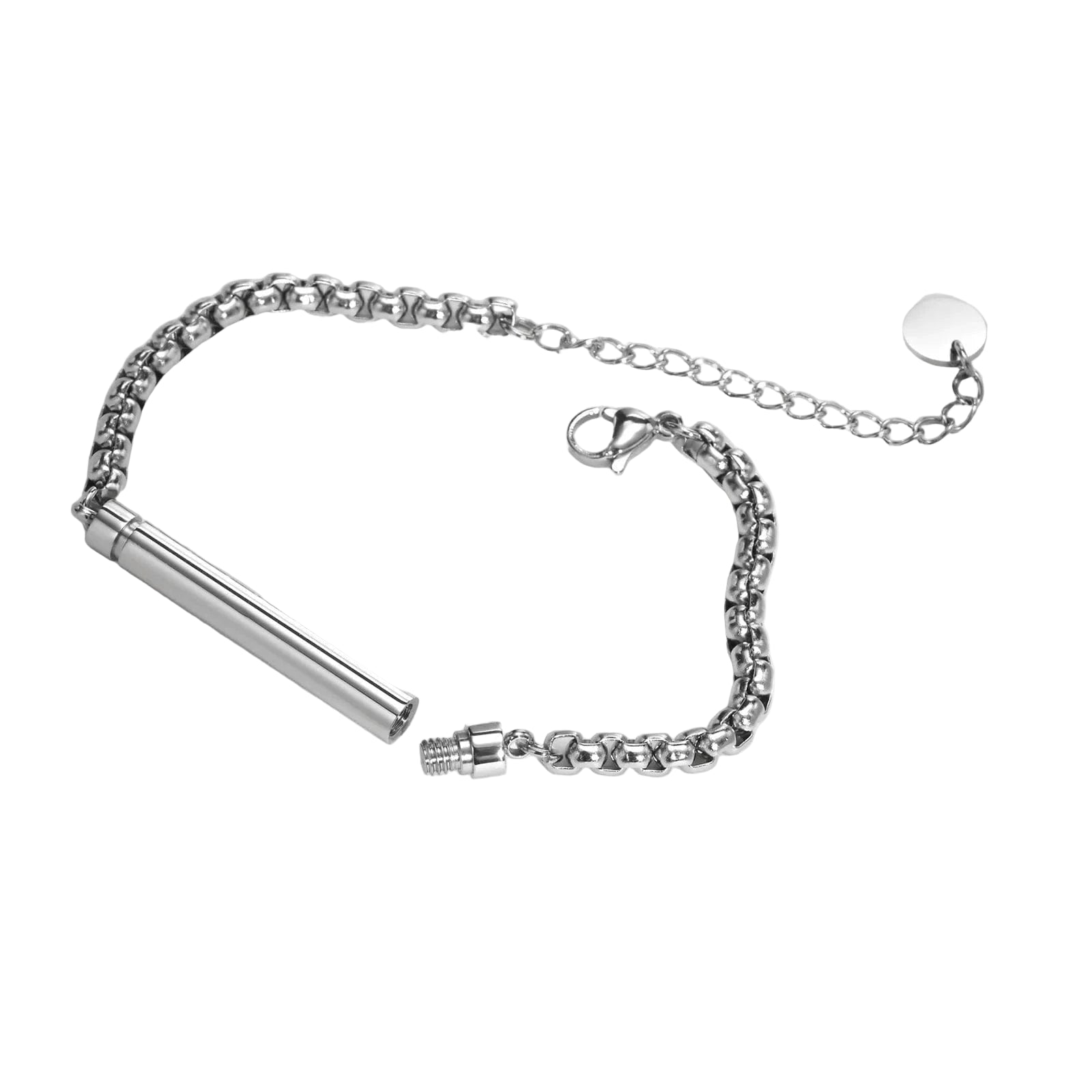 The Carat Cave Ashes Round Urn Bracelets for Men Boys,Stainless Steel Cremation Bar Bracelet Box Chain Bracelet,Cremation Memorial Jewelry