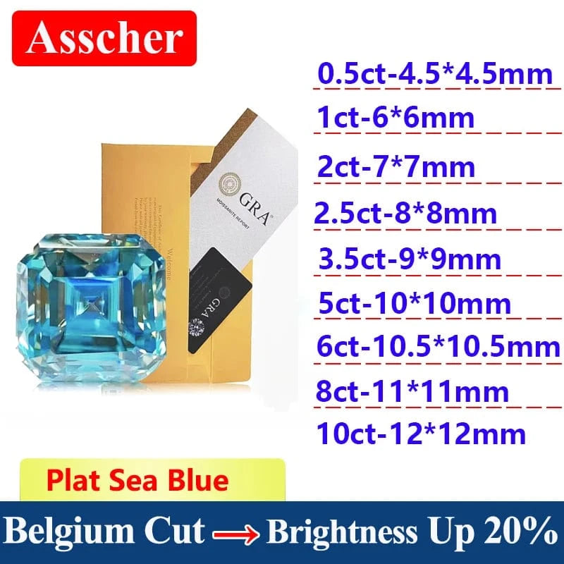 The Carat Cave Asscher cut / 10ct Sea Blue Lab Grown Diamond