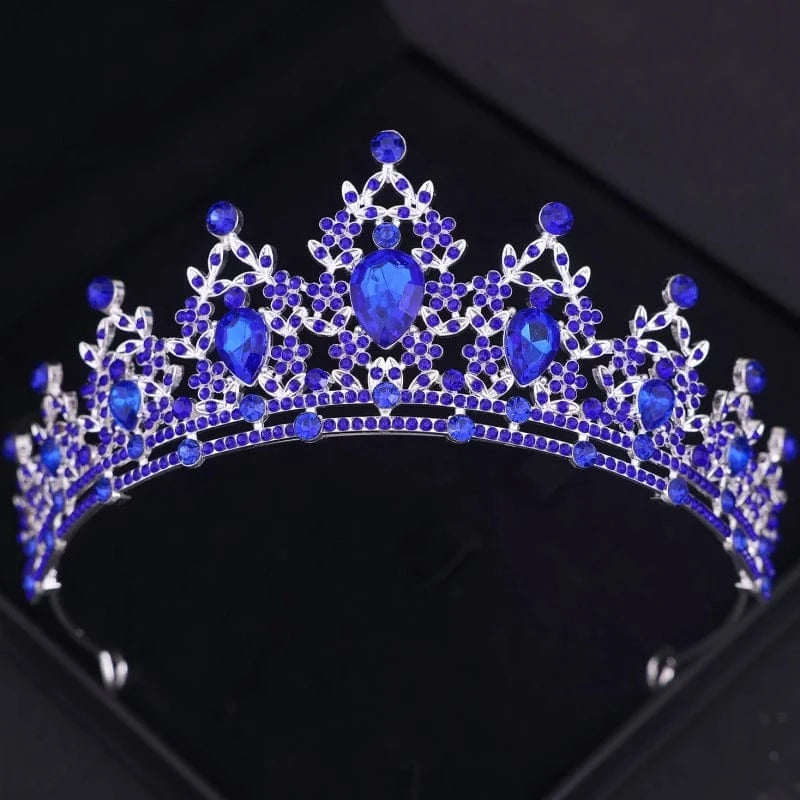 The Carat Cave Blue Style Crystal Tiara – Silver Diadem