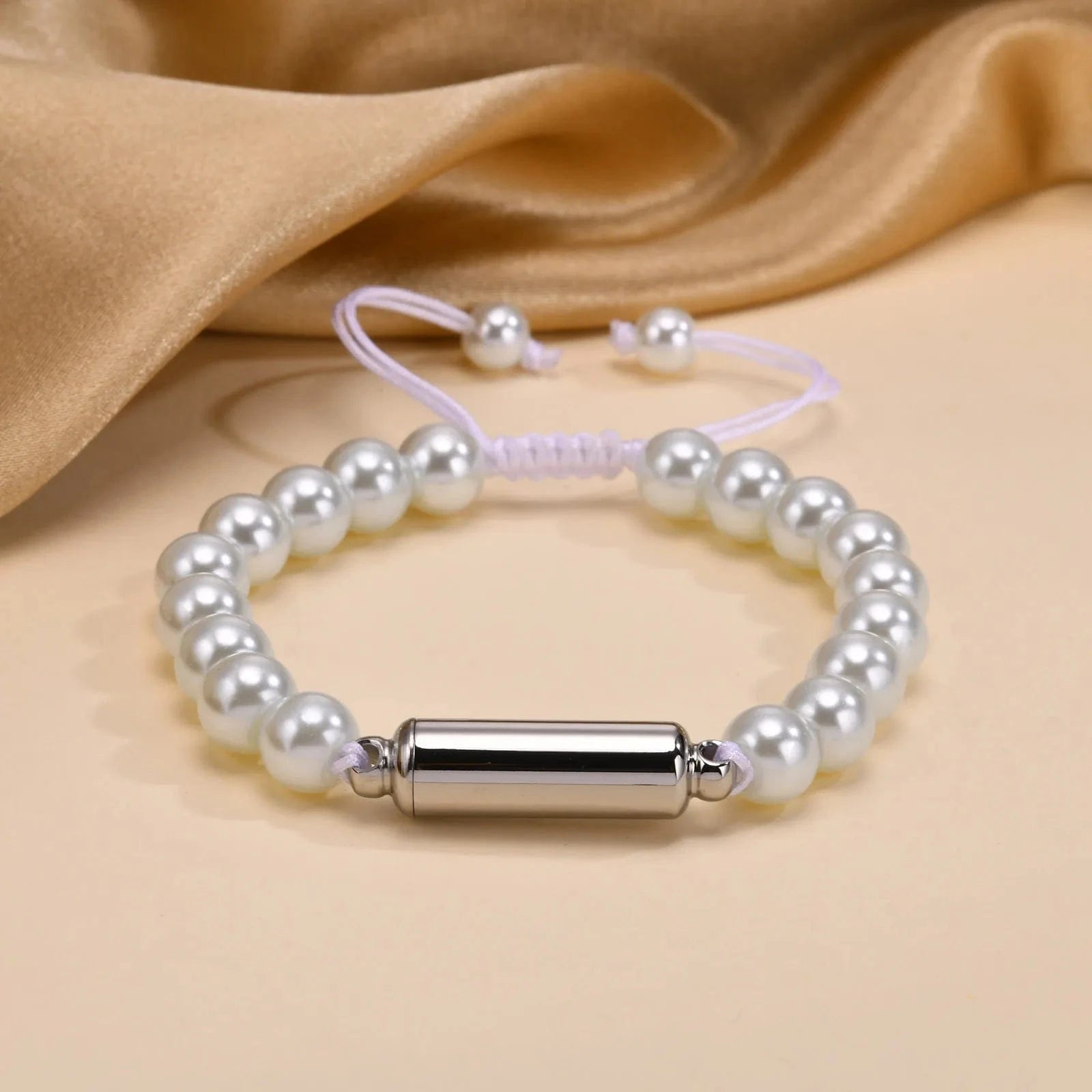 The Carat Cave BR-1727S Vnox Men's Casual Lava Stone Beads Urn Bracelets for Ashes, Hollow Tube Cremation Keepsake Memorial Jewelry,Length Adjustable