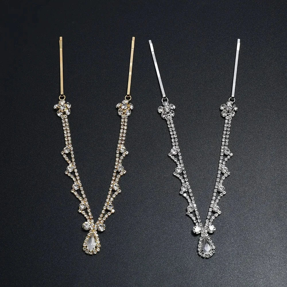 The Carat Cave Bridal Water Drop Forehead Tiara Chain