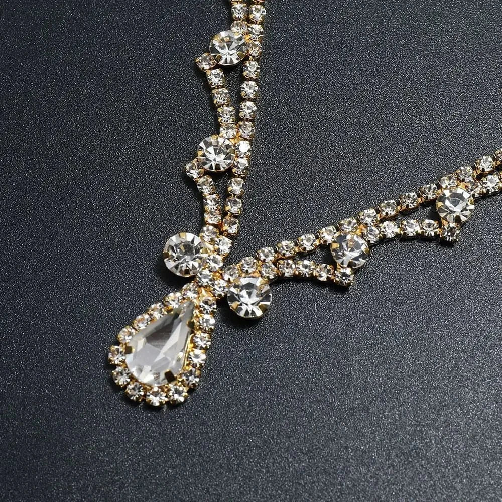 The Carat Cave Bridal Water Drop Forehead Tiara Chain