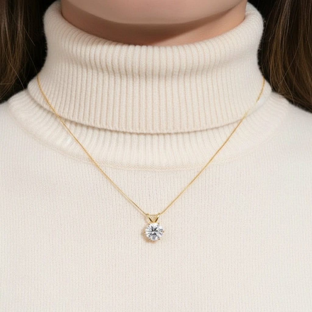 The Carat Cave Certified Moissanite Pendant Necklace 925 Sterling Silver