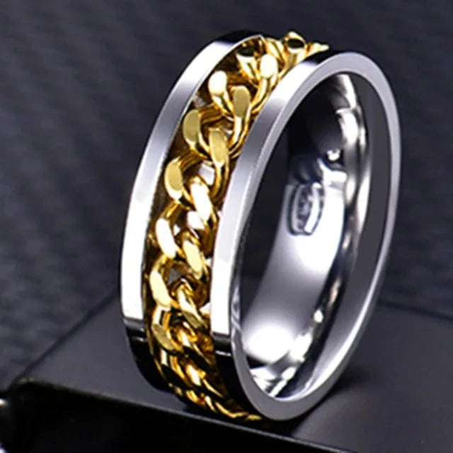The Carat Cave Cool Stainless Steel Rotatable Men Ring High Quality Spinner Chain Punk Women Jewelry for Party Gift