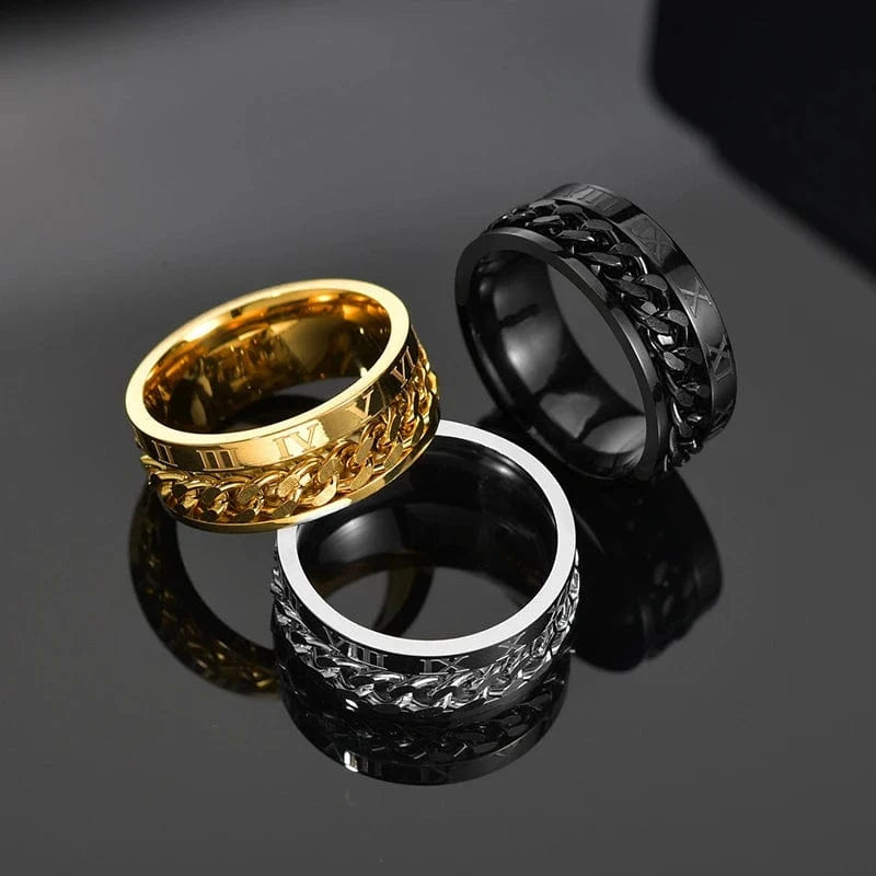 The Carat Cave Cool Stainless Steel Rotatable Men Ring High Quality Spinner Chain Punk Women Jewelry for Party Gift