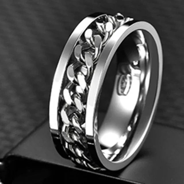 The Carat Cave Cool Stainless Steel Rotatable Men Ring High Quality Spinner Chain Punk Women Jewelry for Party Gift