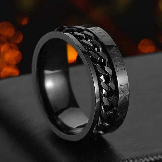 The Carat Cave Cool Stainless Steel Rotatable Men Ring High Quality Spinner Chain Punk Women Jewelry for Party Gift