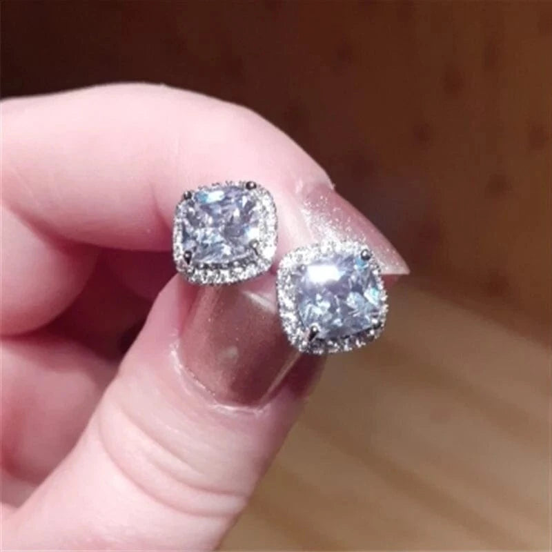 The Carat Cave Cushion Cut CZ Stud Earrings – Classic Sparkle