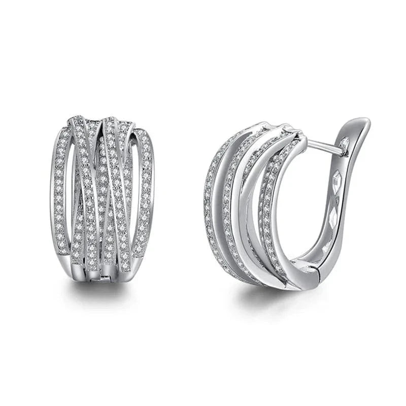 The Carat Cave CZ Cross Hoop Earrings – Silver Statement Design