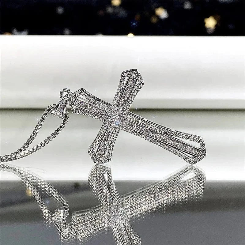 The Carat Cave CZ Cross Necklace – Silver Hip Hop Style