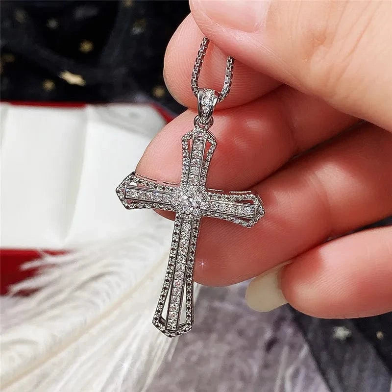The Carat Cave CZ Cross Necklace – Silver Hip Hop Style