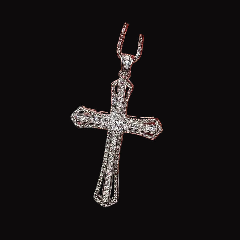 The Carat Cave CZ Cross Necklace – Silver Hip Hop Style