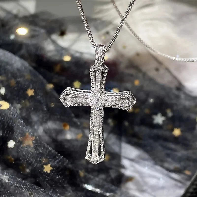 The Carat Cave CZ Cross Necklace – Silver Hip Hop Style