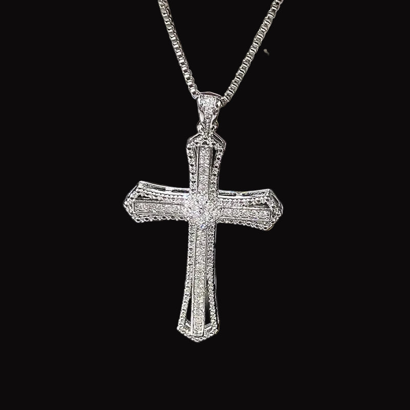 The Carat Cave CZ Cross Necklace – Silver Hip Hop Style