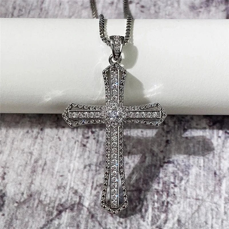 The Carat Cave CZ Cross Necklace – Silver Hip Hop Style