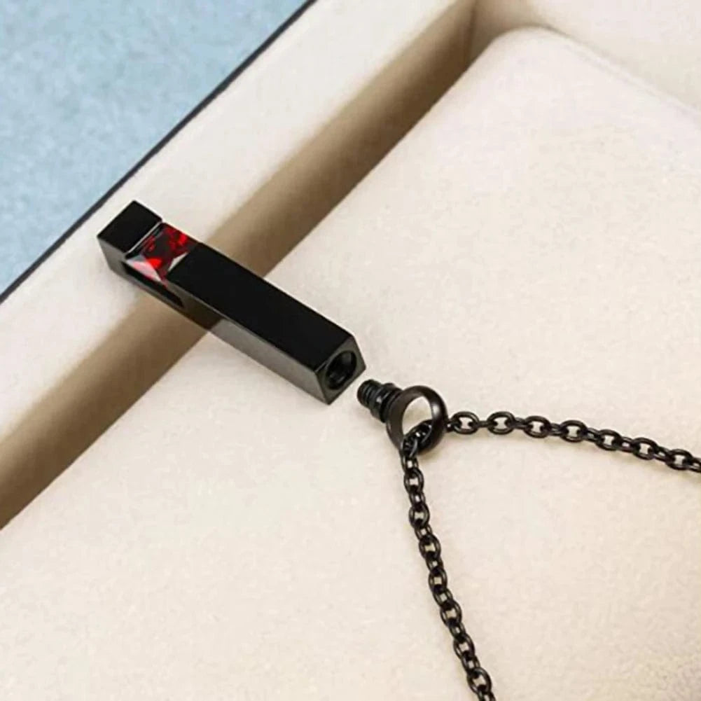 The Carat Cave Dropshipping Black Cremation Urn Jewelry Cube Stainless Memorial Ashes Necklace Pendant 12 Kinds Birthstone Keepsake Jewelry