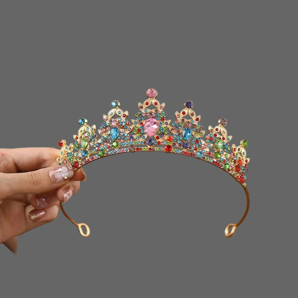 The Carat Cave Enamel Flower Girl Crystal Tiara