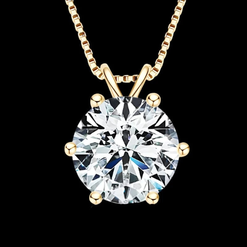 The Carat Cave Gold - 11mm - 5.0ct Certified Moissanite Pendant Necklace 925 Sterling Silver