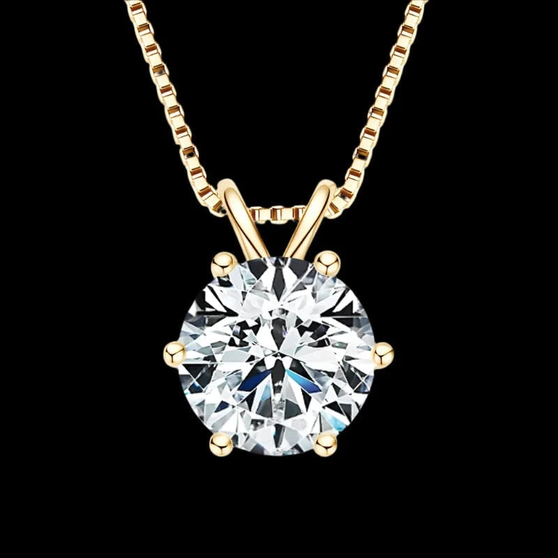 The Carat Cave Gold - 9mm - 3.0ct Certified Moissanite Pendant Necklace 925 Sterling Silver