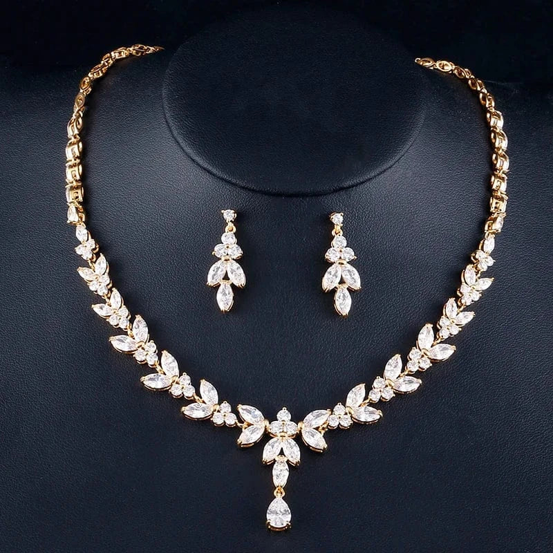 The Carat Cave Gold Earrings & Necklace Luxury Bridal Jewellery Sets