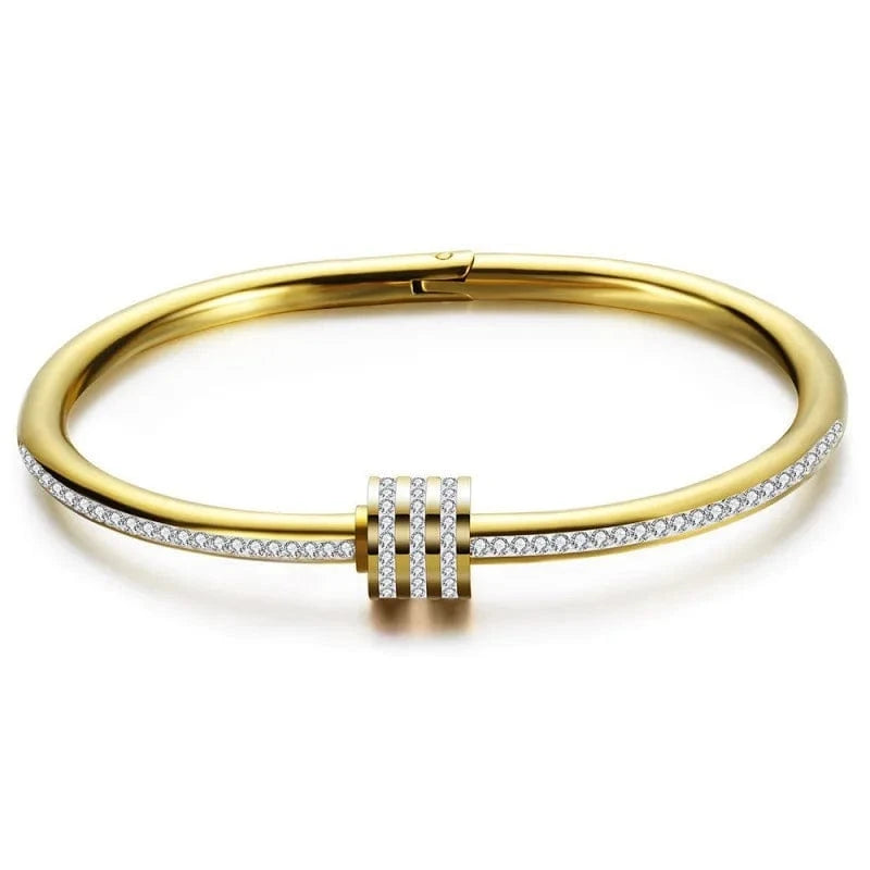 The Carat Cave Gold Gold-Plated Stainless Steel Crystal Wrap Bangle
