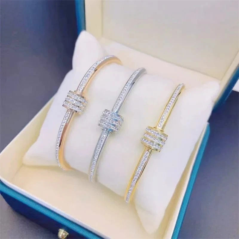 The Carat Cave Gold-Plated Stainless Steel Crystal Wrap Bangle