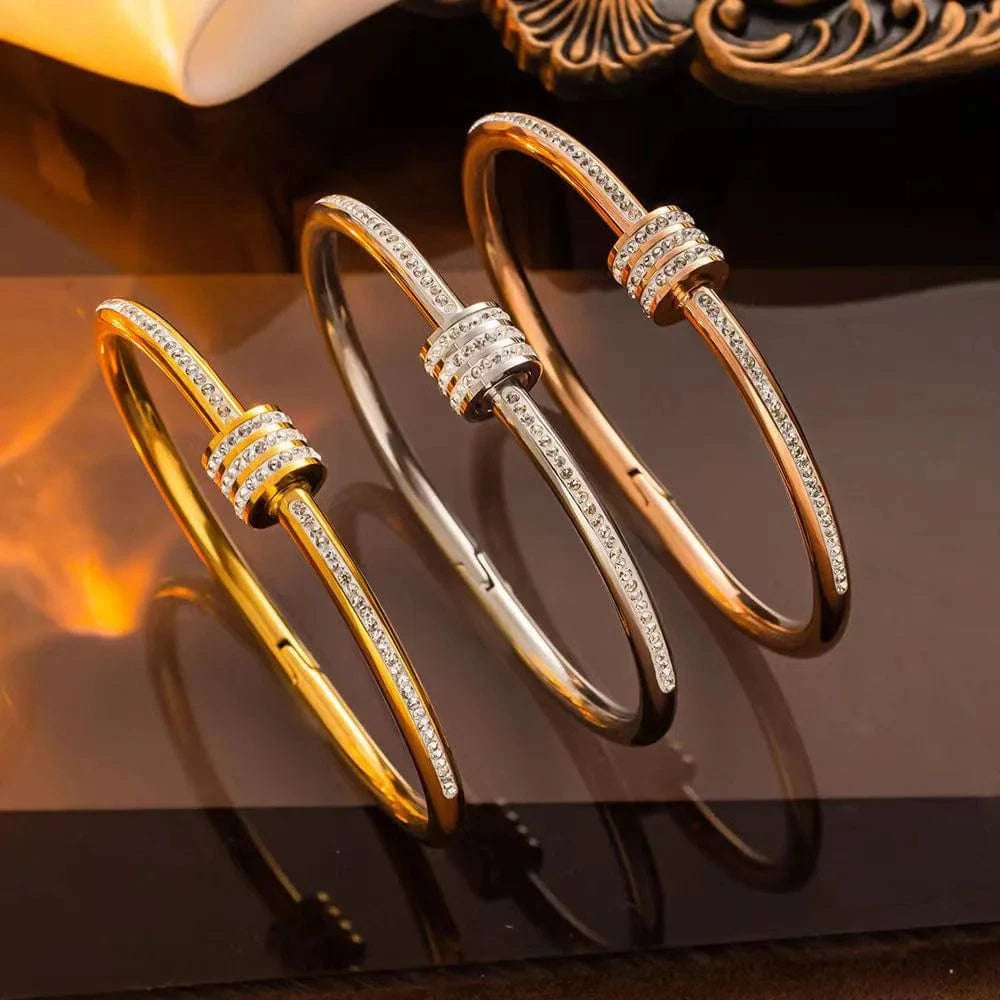 The Carat Cave Gold-Plated Stainless Steel Crystal Wrap Bangle