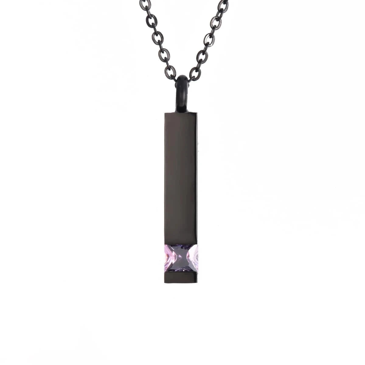 The Carat Cave June Dropshipping Black Cremation Urn Jewelry Cube Stainless Memorial Ashes Necklace Pendant 12 Kinds Birthstone Keepsake Jewelry