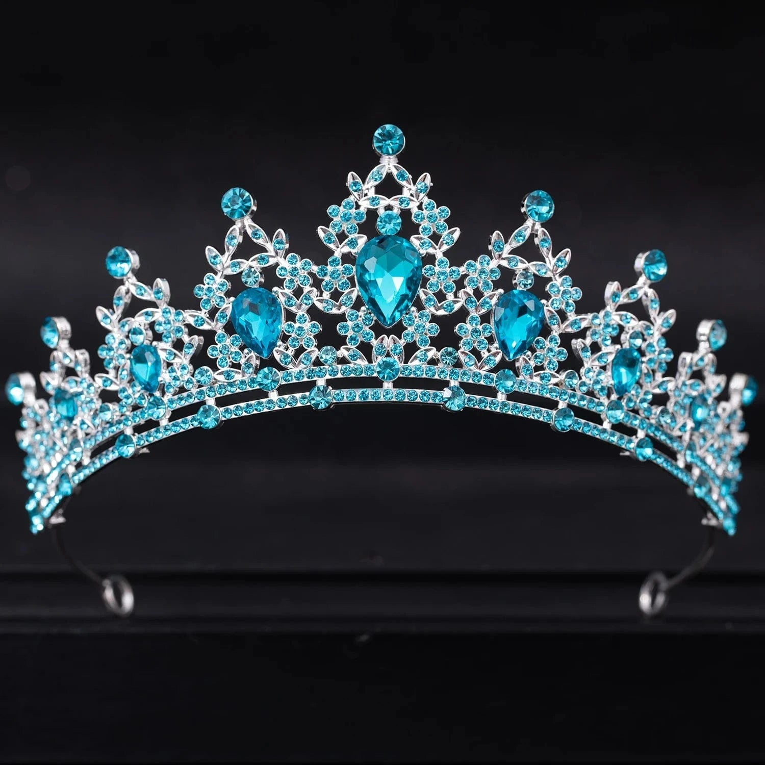 The Carat Cave Lake Blue Crystal Tiara – Silver Diadem
