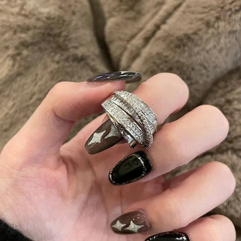 The Carat Cave Light Luxury CZ Cross Open Ring