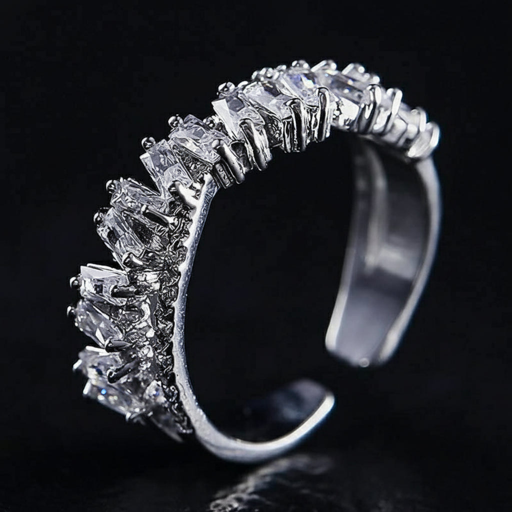 The Carat Cave Luxury CZ Geometric Adjustable Ring